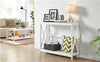 2-Tier Console Table X-Shaped Narrow Entryway Storage Shelves Side Table White