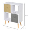 HOMCOM Freestanding 4 Cube Storage Cabinet Bookcase Side Table Unit w/ 2 Drawers