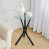 Round Glass Top Side Table Corner Coffee Table Lamp Stand Modern Home Furniture