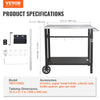 Outdoor Grill Dining Cart Double-Shelf BBQ Movable Food Prep Trolley Patio
