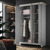 Matte Grey 3 Door Wardrobe Storage Cupboard with Shelves Rail Bedroom Furniture