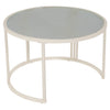 Round Nesting Coffee Tables Set of 2 Glass Top Side End Tables with Metal Frame