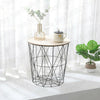 Yami Home Office Metal Wire Round Coffee Side Table Wooden Top Storage Basket