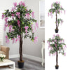 Large Potted Pink Wisteria Artificial Flowers Fake Plants Tree Home Garden Decor