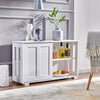 Elegant White 2 Sliding Doors 2-Tier Shelves Sideboard Storage Cabinet Kitchen