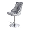 Crushed Velvet Swivel Bar Stool Button Back Upholstered Gas Lift Kitchen Chair