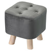 Luxury Padded Wooden Footstool Ottoman Square/Round Pouffe Stool Wood 4 Legs UK