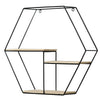 Hexagon Wall Mounted Shelf Metal Wood Storage Display Holder Floating Shelf Rack