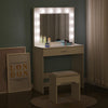 White Dressing Table w/ LED Bulb Lighting 2 Drawers Upholstered Stool Bedroom