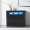 Sideboard Storage Matt Body&High Gloss Doors Buffet Cupboard Cabinet w/LED Black