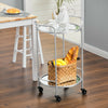Industrial Drinks Trolley Glass & Metal Cart Vintage Serving Shelf Kitchen Table