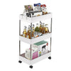 Modern 3 Tier Kitchen Trolley Cart Storage Rack Tray Shelf Rolling Wheel UK