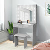 Dressing Table Stool Set LED Light Mirror Vanity Table Large Drawers Light Grey