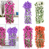 Artificial Fake Violet Orchid Flower Hanging Wall Rattan Basket Decor Outdoor ER
