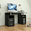Otley Computer Desk 2 Drawer Laptop PC Study Table Workstation Office Home Black