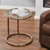 C-Shaped Round Glass Coffee Table Side Table Lamp Stand Bedroom Living Room