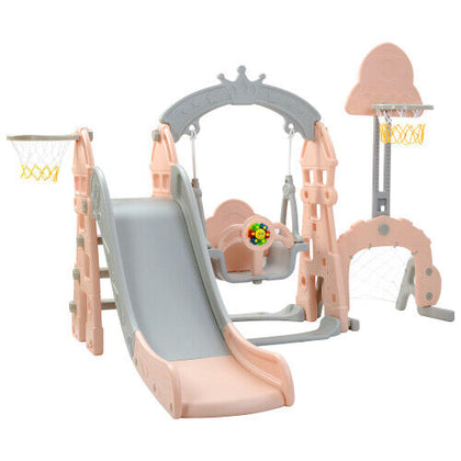 Toddler Climber Slide Play Swing Set for Kids Indoor/Outdoor Playground Toy Pink