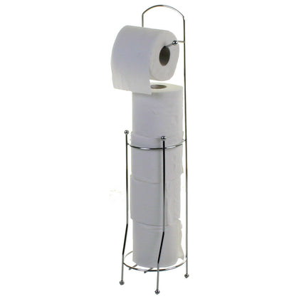 Bathroom Toilet Paper Roll Tissue Holder Chrome Free Standing Storage Organiser