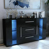 RGB LED Black Storage Cabinet High Gloss TV Unit Stand Sideboard Cupboard
