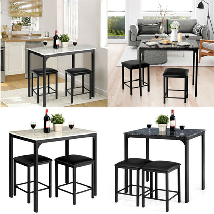 3PCS High Table & Chair Set Bar Kitchen Dining Breakfast Furniture Padded Stools