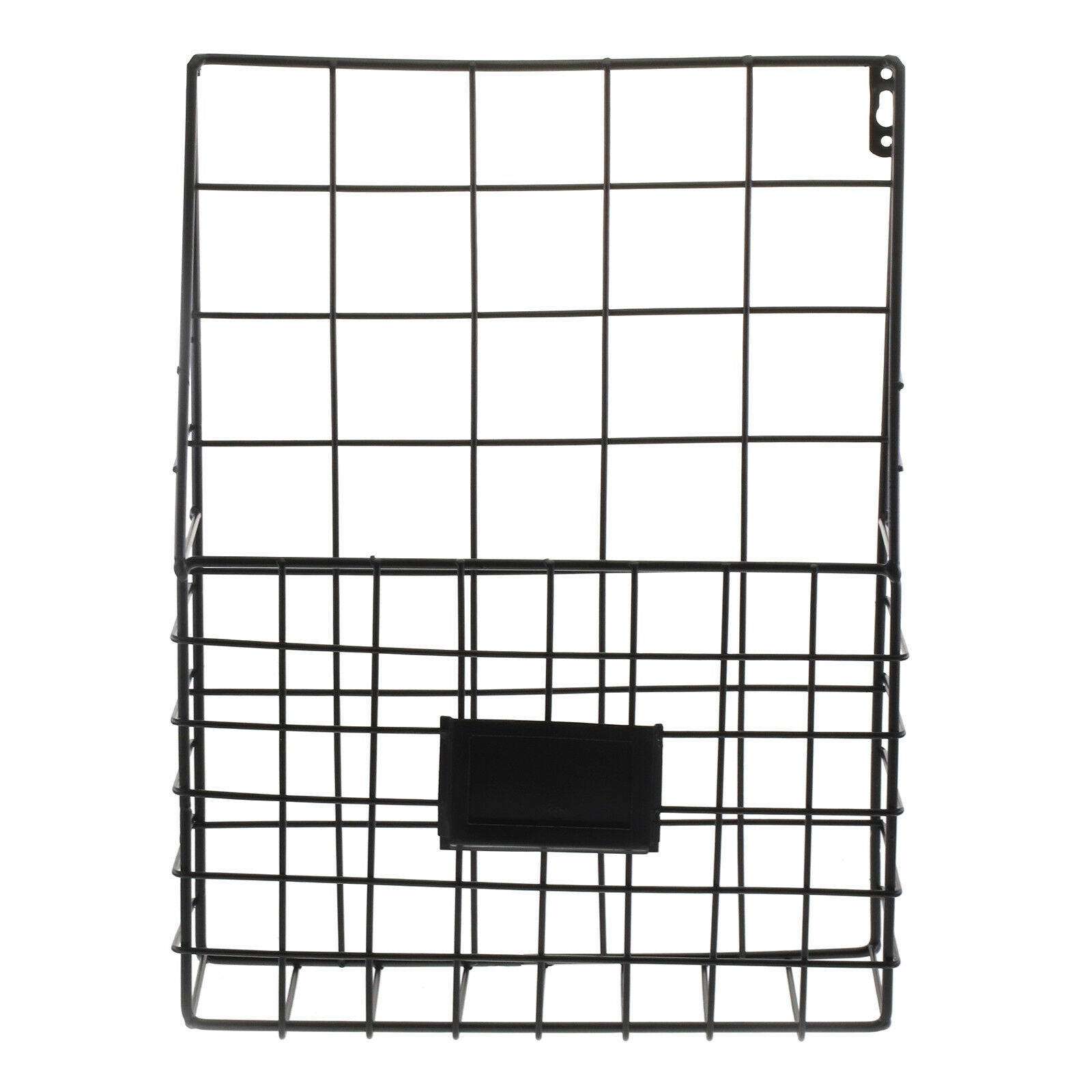 Simple Style Wire Magazine Newspaper Basket Wall Mounted Post Storage Rack Black