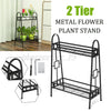 2 Tier Metal Planter Flower Stand Holder Display Rack Shelf Home Garden Outdoor
