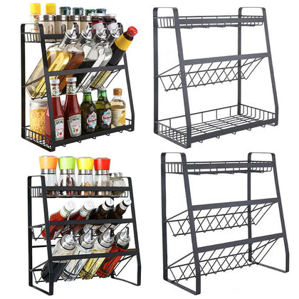 Kitchen Spice Jar Rack 3 Tier Bottle Storage Organiser Seasoning Shelf Holder