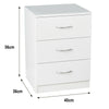 Modern White Bedside Table Cabinet Chest of Drawers 3 Drawer Bedroom Furniture
