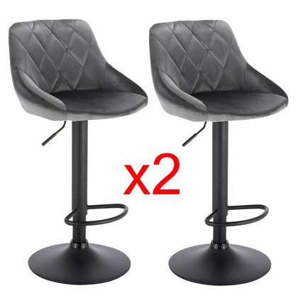 2x Velvet Swivel Bar Stools Button Back Kitchen Dining Breakfast Bar Chair Seat