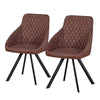 2X Brown/Grey Faux leather/Velvet Dining Chairs Set Kitchen Dining Room Chairs