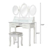Dressing Table Set With Stool 7 Drawers 3 Mirrors Jewelry Makeup Desk Wood