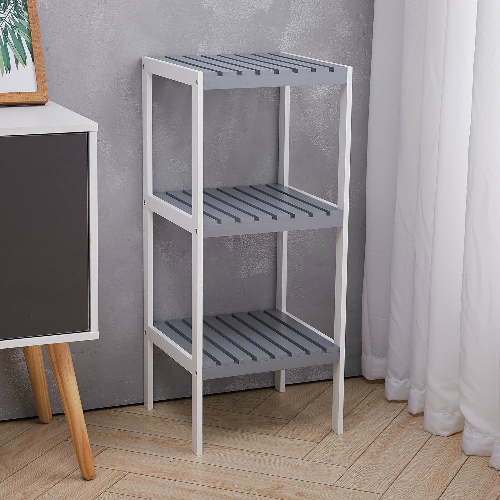 3 Tier Wooden Storage Shelves Hallway Corner Display Plant Stand Organiser Shelf