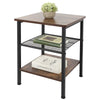 3-Tier Industrial Side End Table Shelves Nightstand Storage Bedroom Unit