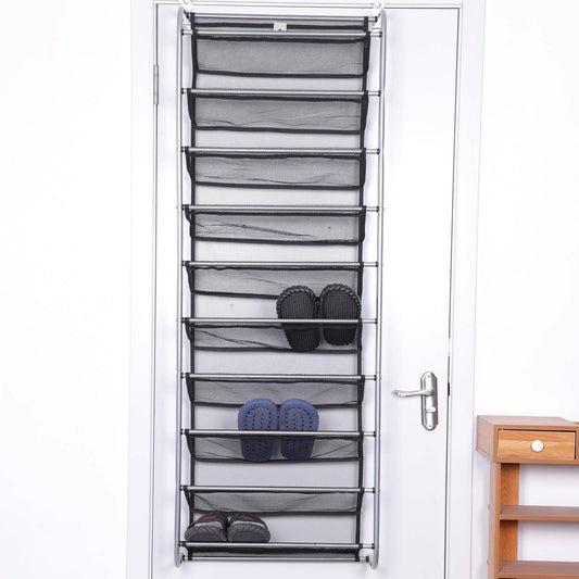 10 Tier 36 Pair Over Door Hanging Shoe Rack Holder Storage Organiser Stand Shelf