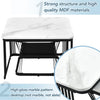 Square Nesting Coffee Table Metal Stacking Side Tables Set Marble-Look White