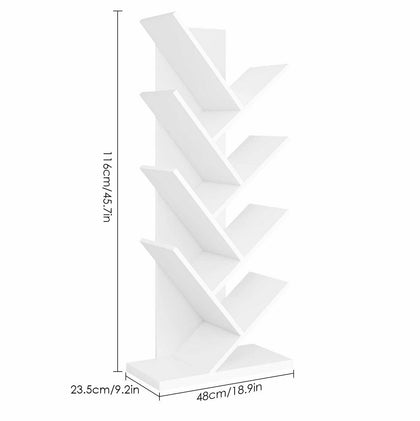 9 TIER TREE FREE STANDING BOOKSHELF WOODEN SHAPE DISPLAY BOOKCASE DISPLAY RACK