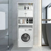 Over Toilet Cabinet Freestanding Washing Machine Rack W/ Open Shelves and Doors