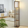 4 Tier Shelf Floor Lamp w/ Shade Standing Light Open Shelves Storage Living Room