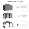 4x3(m) Hardtop Gazebo Aluminium Garden Pavilion w/ Steel Roof Grey