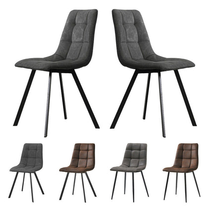 2PCS Dining Chairs Faux Suede Padded Seat Tower Metal Legs Home ＆ Restaurant Set