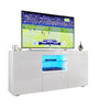 High Gloss White TV Stand Unit Cabinet Stand Doors LED Light Sideboard Cupboard