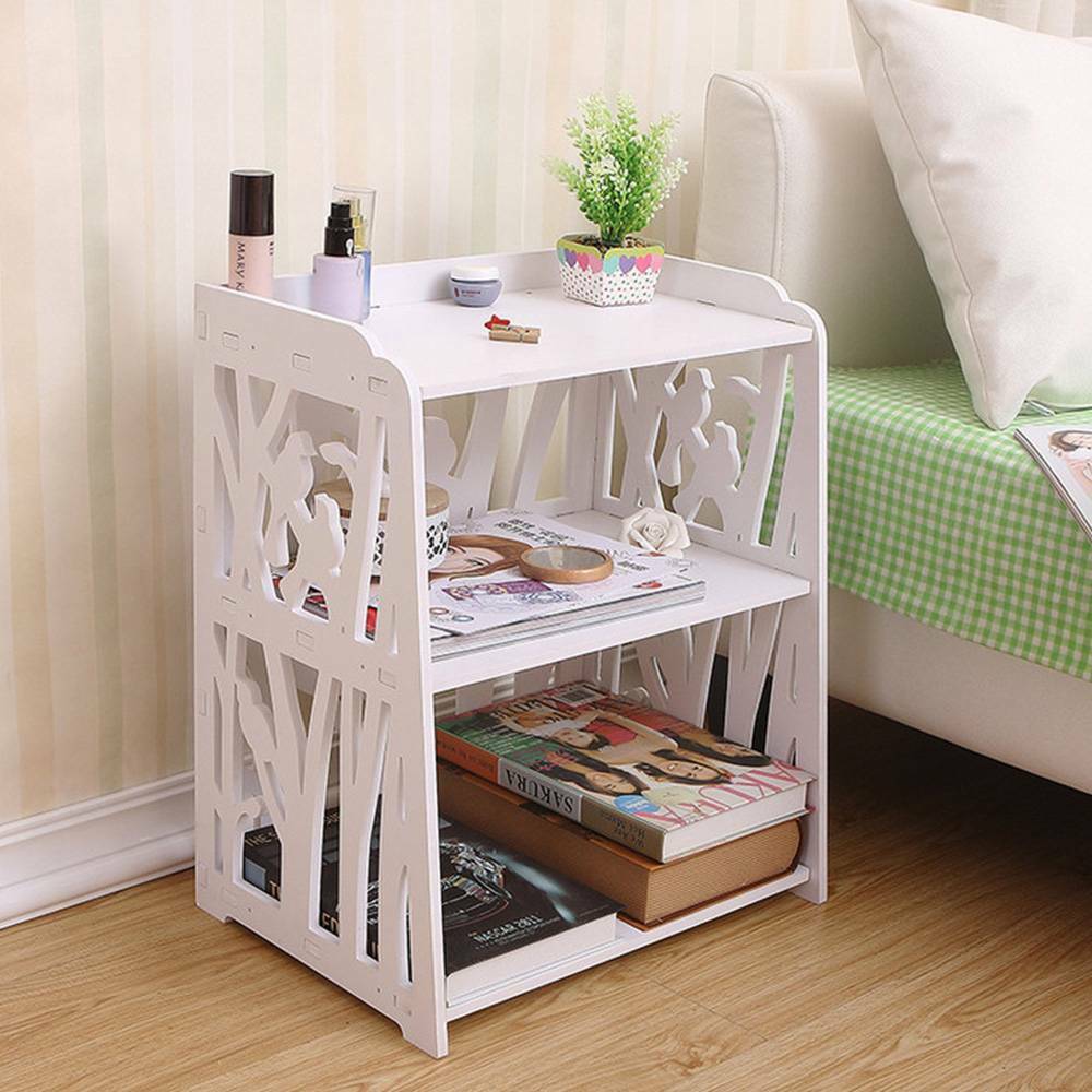 Hollow Bedside Table Nightstand Coffee Tea Side Lamp Desk Shelf Storage Bookcase
