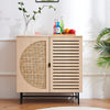 Vintage Rattan 2 Door Sideboard Cabinet Storage Cupboard Unit Wood with Shelf