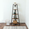 Industrial Corner Ladder Shelf 5 Tier Bookcase Plant Flower Stand Storage Rack