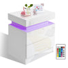 Bedside Table High Gloss Front Nightstand Cabinet with 2 Drawers RGB LED Light