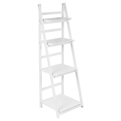 HARTLEYS WHITE 4 TIER FOLDING LADDER STORAGE HOME DISPLAY SHELF BEDROOM/BATHROOM