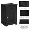 Bedside Table w/ Drawer & Door, Bedside Cabinet Nightstand,End Table White/Black