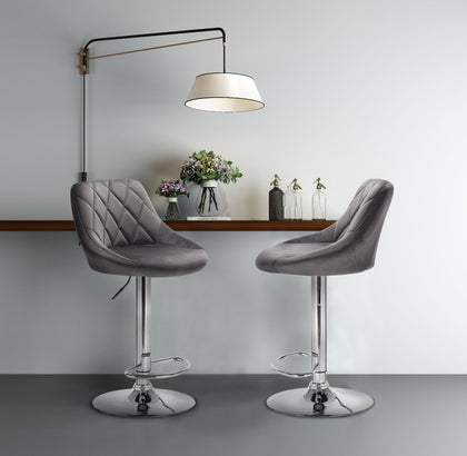 2× Adjustable Breakfast Bar Stools Swivel Gas Lift Kitchen Barstool Velvet Metal