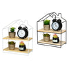 2 Layer Wall Shelf Hanging Storage Rack House Shape Home Floating Wooden