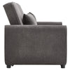 2 Seater Pull-Out Reversible Chaise Sofa Bed Fabric Sleeper Bed w/Wheels &Pillow